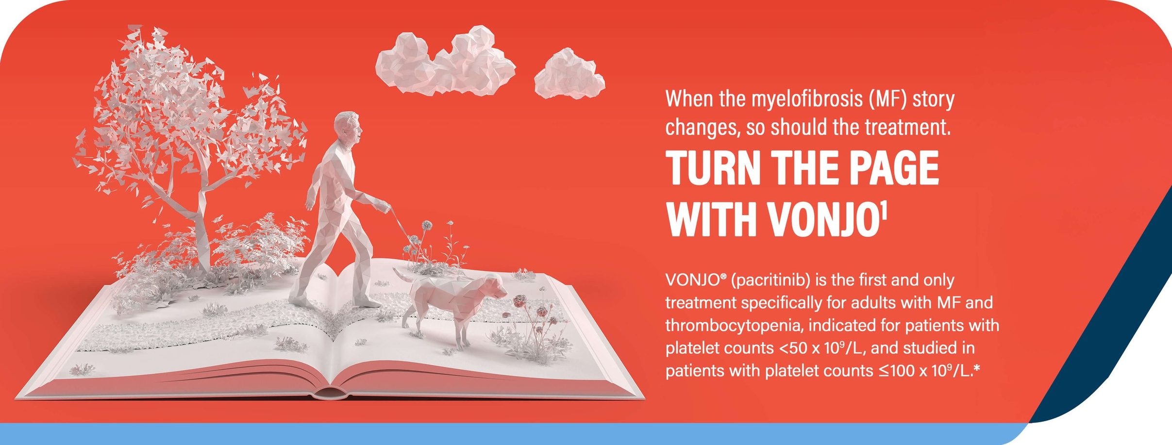 When the myelofibrosis story changes, so should the treatment. Turn the page with Vonjo.
